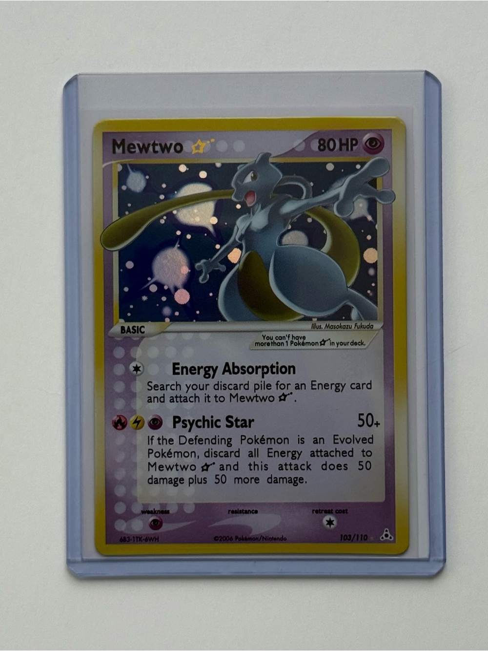 Pokémon Shiny Mewtwo Star 103/110 Holon Phantoms Holo 2006 Fan Art Custom Card